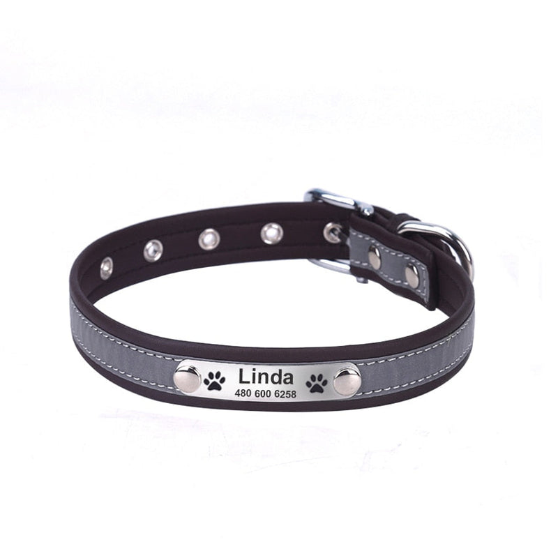 Leather Reflective Dogs Collar