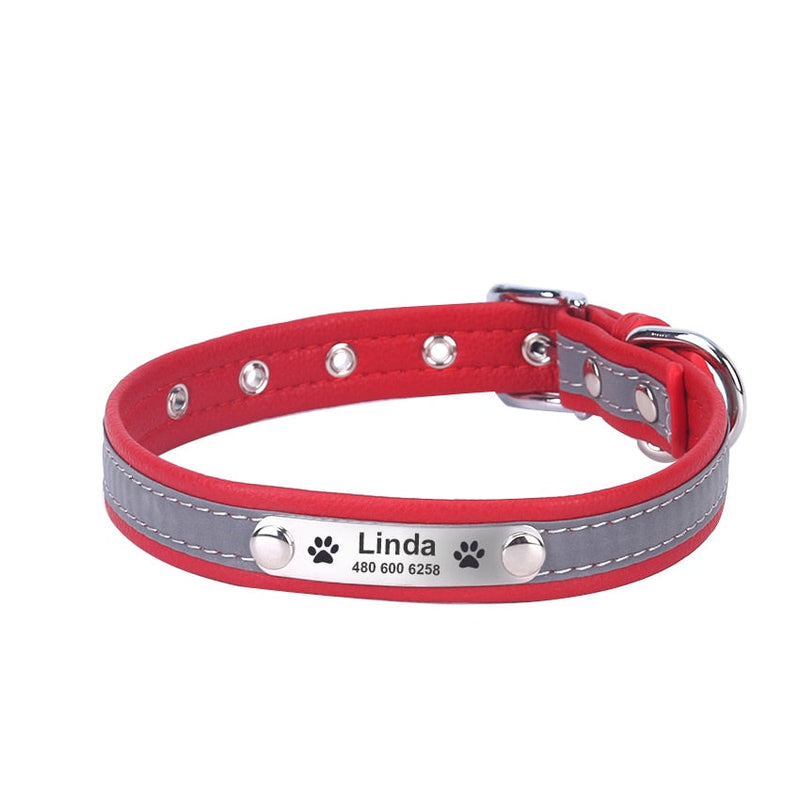 Leather Reflective Dogs Collar