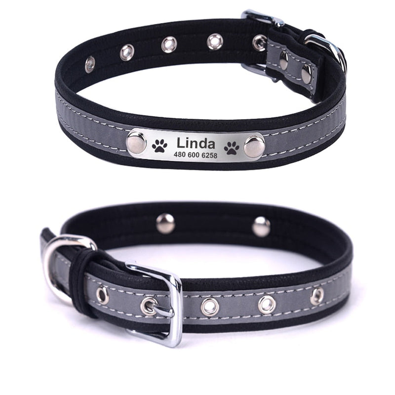 Leather Reflective Dogs Collar