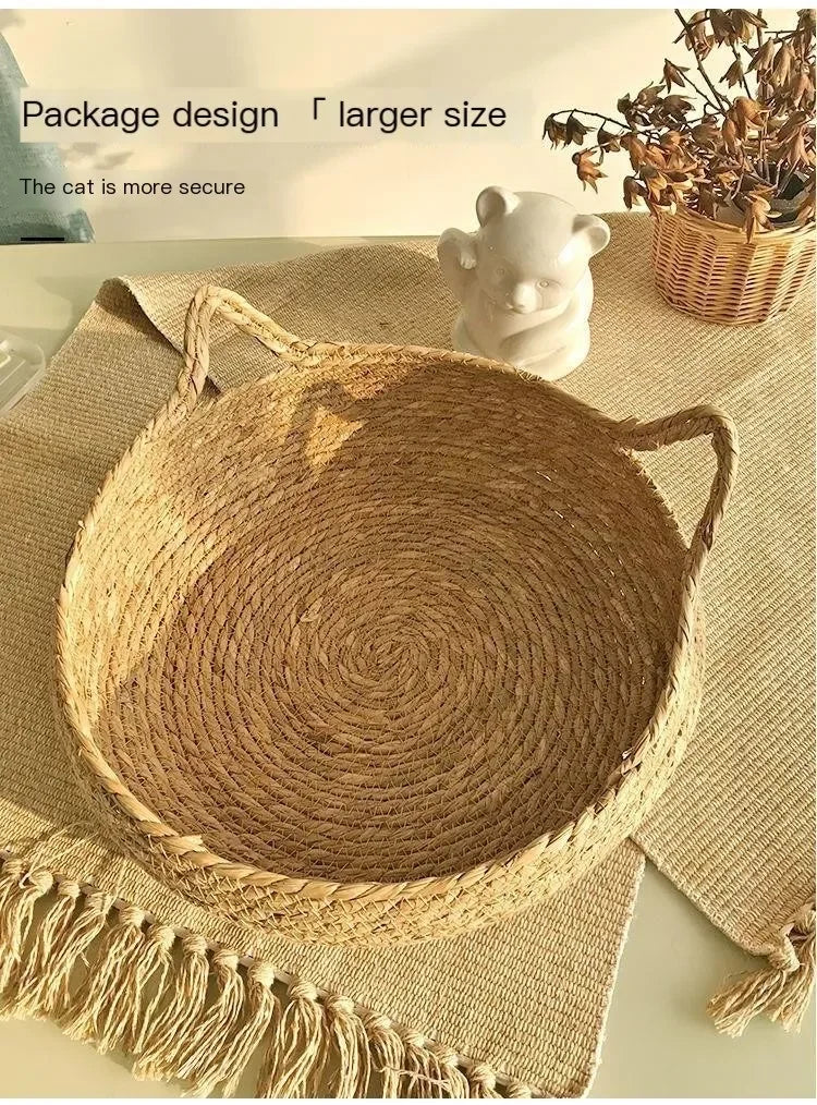 Pure hand-woven rattan cat nest