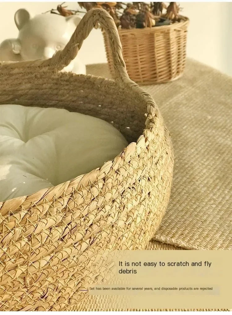 Pure hand-woven rattan cat nest