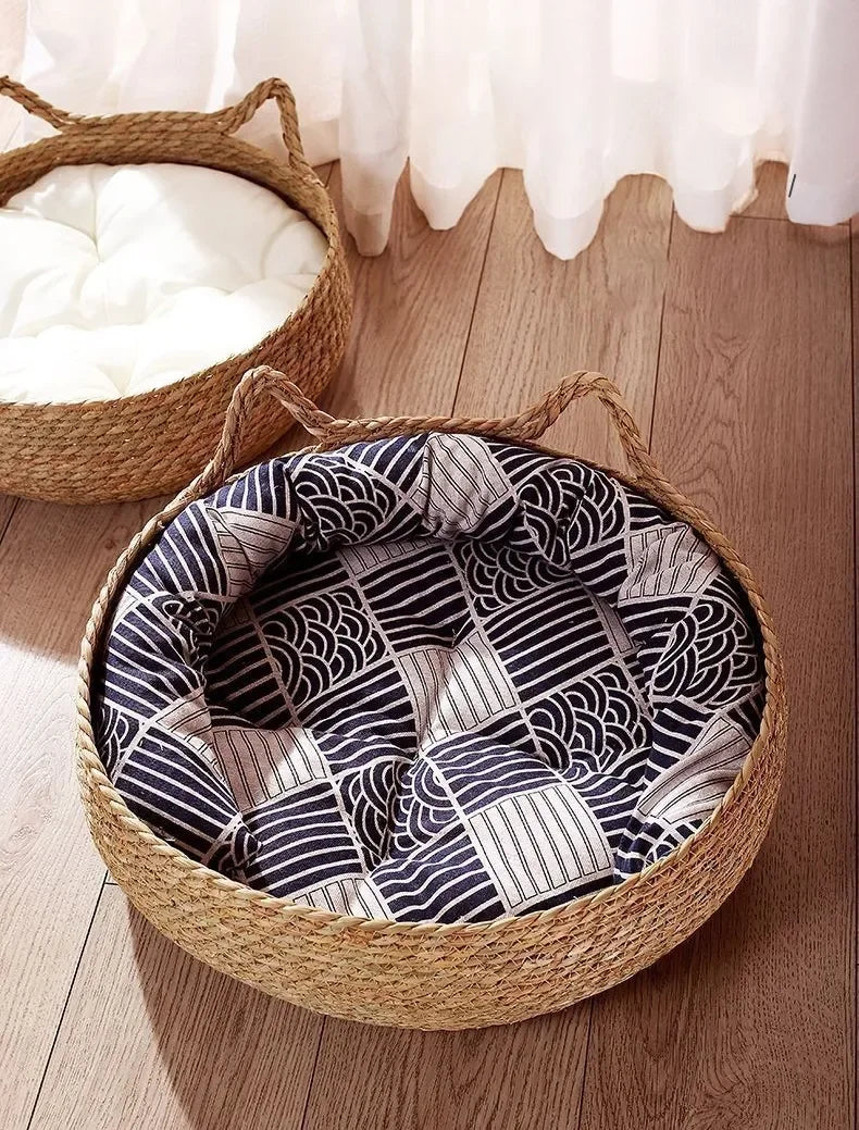 Pure hand-woven rattan cat nest